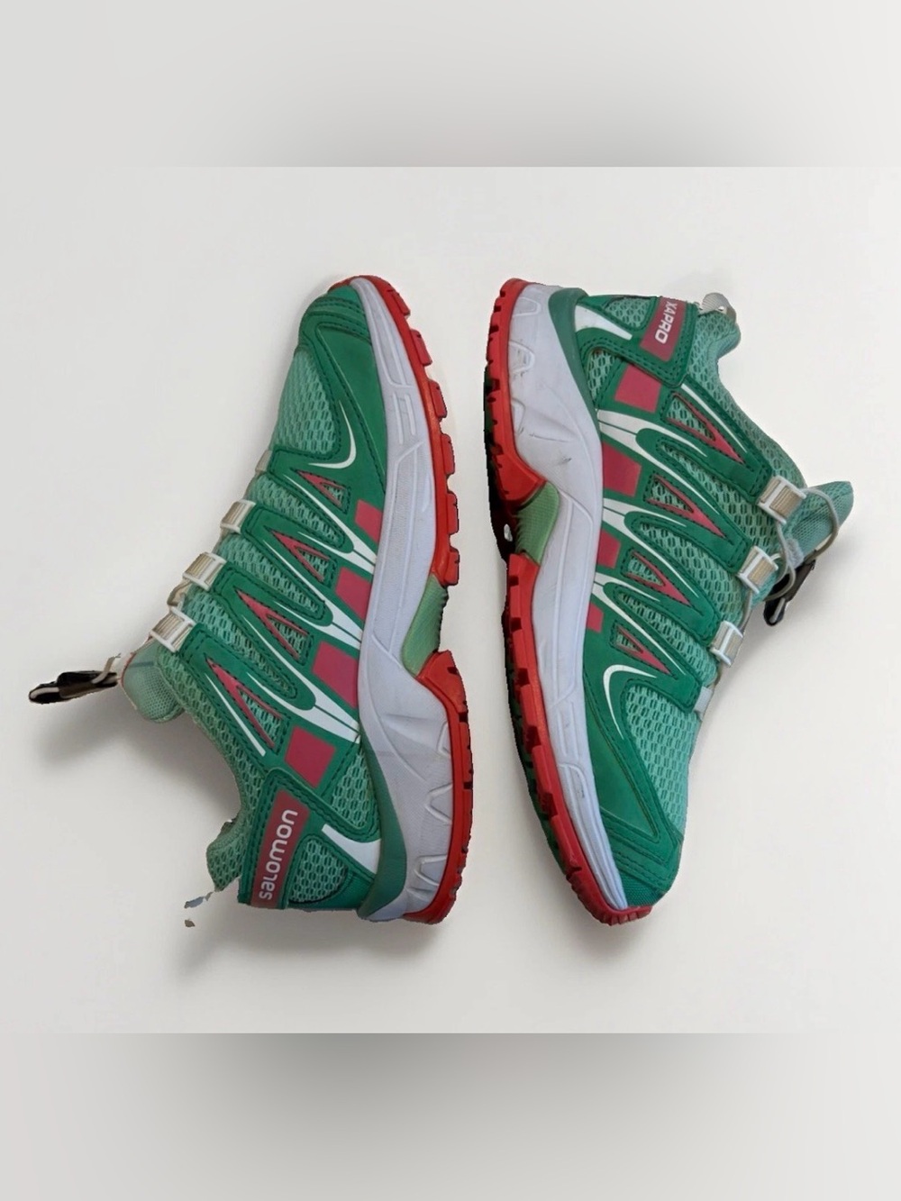 Salomon XA Pro 3D Kid's Shoes Size 2 Green Pink Hiking Running School Trainers